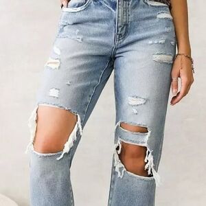 Flying Monkey Light Blue Distressed Boyfriend Jeans